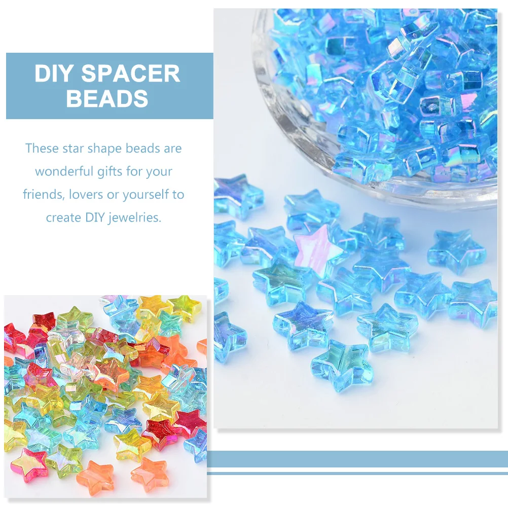

200pcs Star Shaped Beads Celestial Charms Acrylic Spacer Beads for DIY Jewelry Making Necklace Bracelet Decoration Unique Design