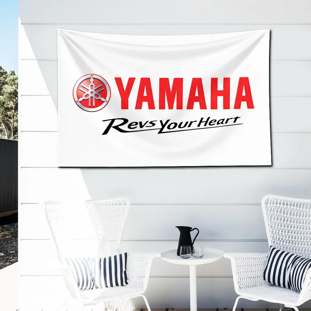 Moto Racing Y-YamAhaS Flag Polyester Digital Printing Banner for Garage Wall Art Out Door Decoration With Brass Grommets