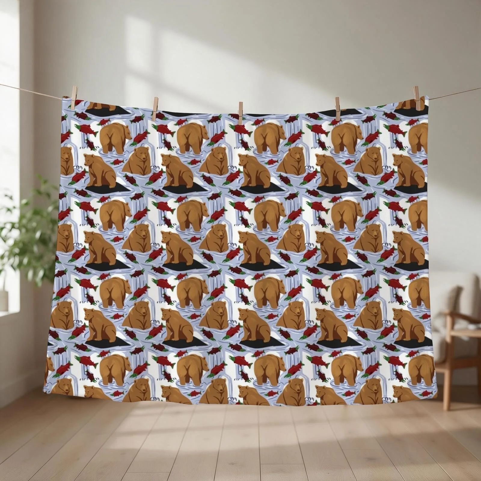 Katmai Bears Repeating Pattern Throw Blanket anime Luxury Designer For Decorative Sofa Tourist Blankets