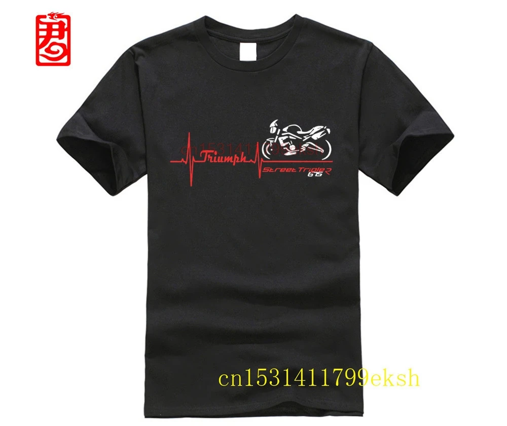 Moto Street Triple 675 Battito Cuore Camiseta masculina redonda de algodão manga curta camisetas da moda