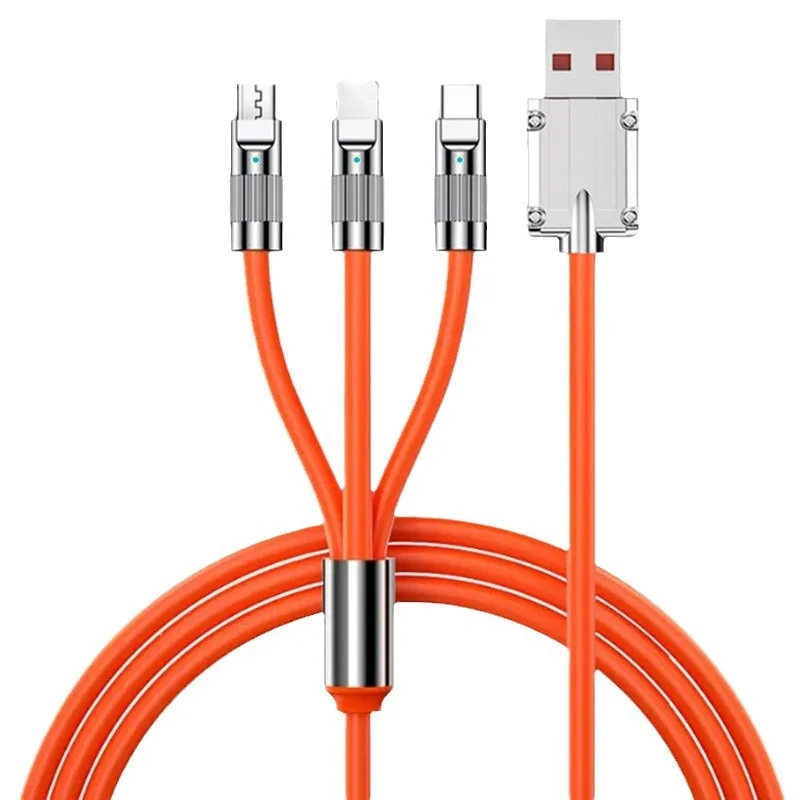 

120W zinc alloy one-to-three suitable for Apple and Huawei super fast charging three-in-one geek cable