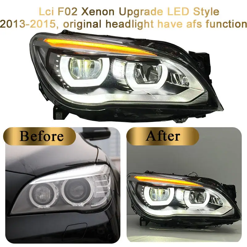 For 7 Series F01 F02 2009-2015 Car Accessories Remanufactured Headlights LED DRL Turn Signals Super Bright 12V Blue Light