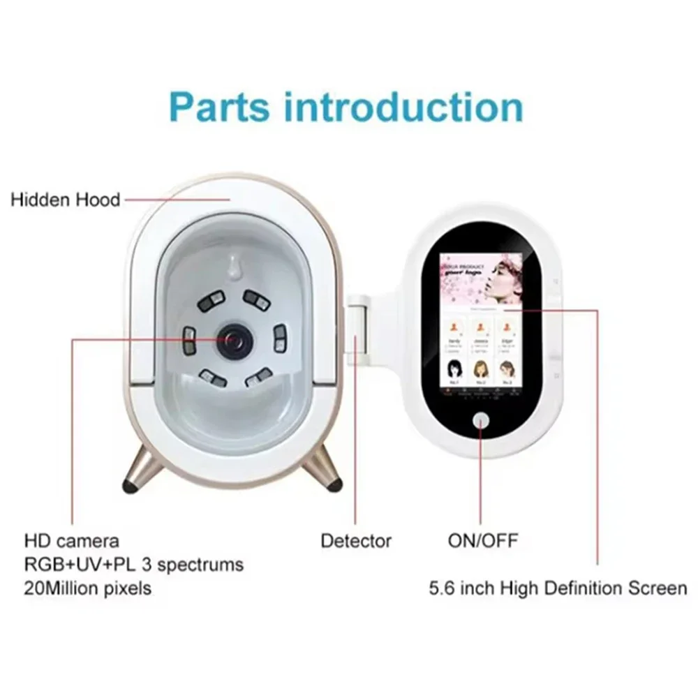 3D Facial Skin Analyzer Machine Professional Skin Diagnosis Moisture Oil Detection Digital Skin Scanner