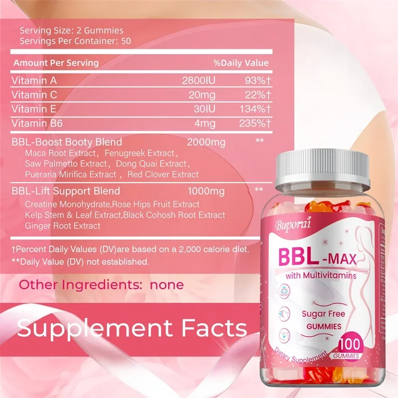 BBL -MAX (Buttocks Enlargement) Gummies - Tighten Buttocks, Prevent Sagging, Female Body Shaping