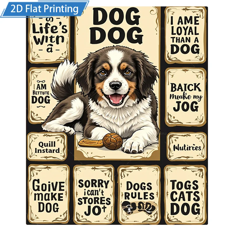 ผ้าห่มสักหลาด 1 ชิ้นผ้าห่มขนแกะคนรักสุนัขพร้อมคำคมสุนัขตลกและดีไซน์ลูกสุนัขน่ารัก