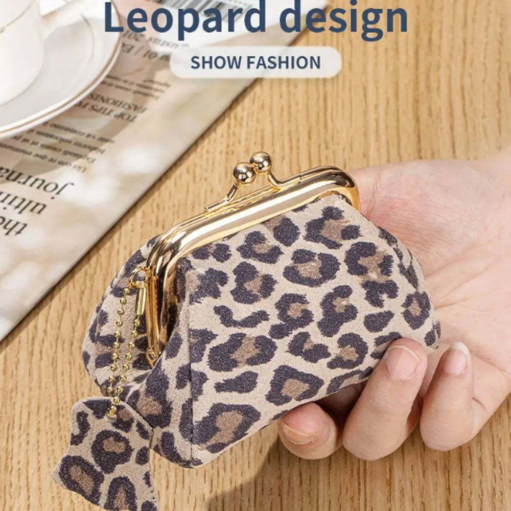 High Quality Leather Coin Purse Leopard Pattern Multifunctional Headphones Organizer Mini Portable Storage Bag