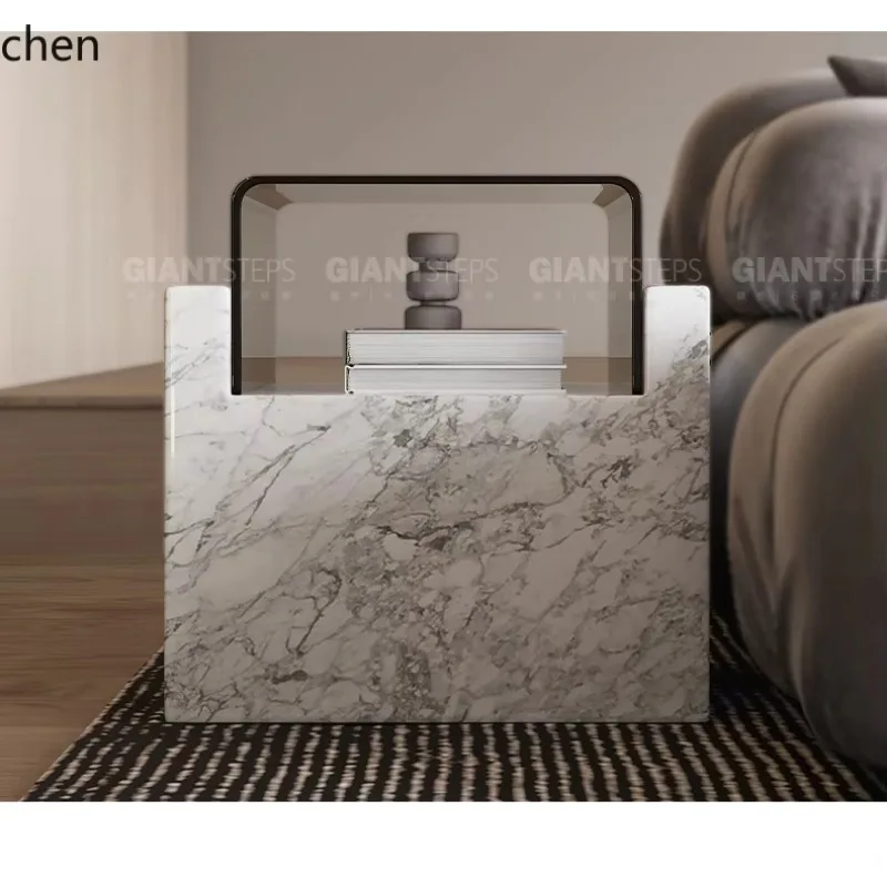 HT light luxury minimalist natural marble modern simple living room size apartment