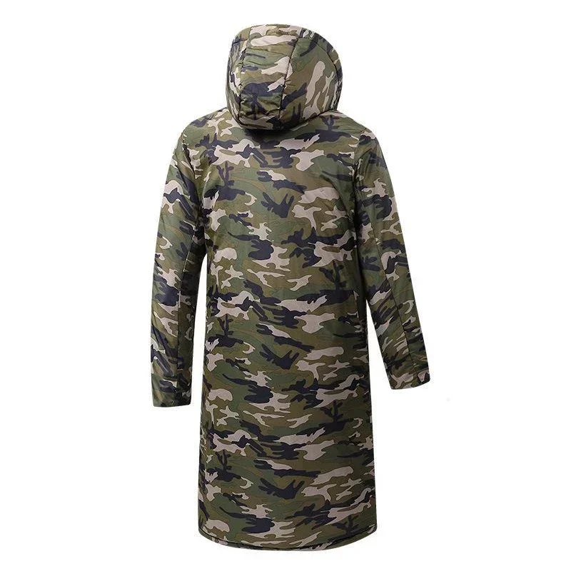 Winter Camouflage Men's Long Knee Thick Cotton Jacket Outdoor Cold Insulation Jacket