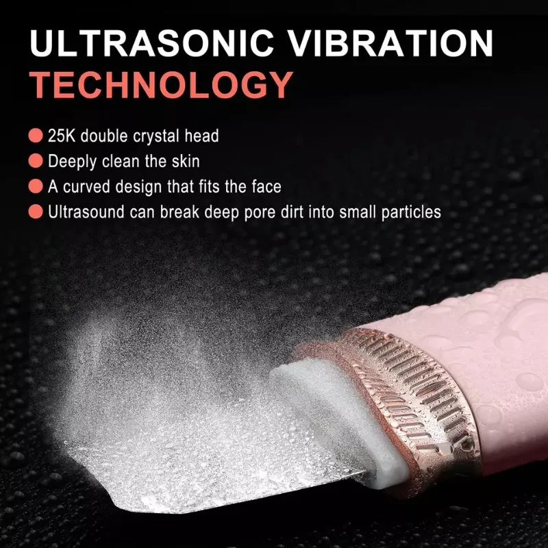 Portable Beauty Equipments Ion Ultrasound Facial Spatula Face Peeling Ultrasonic Skin Scrubber