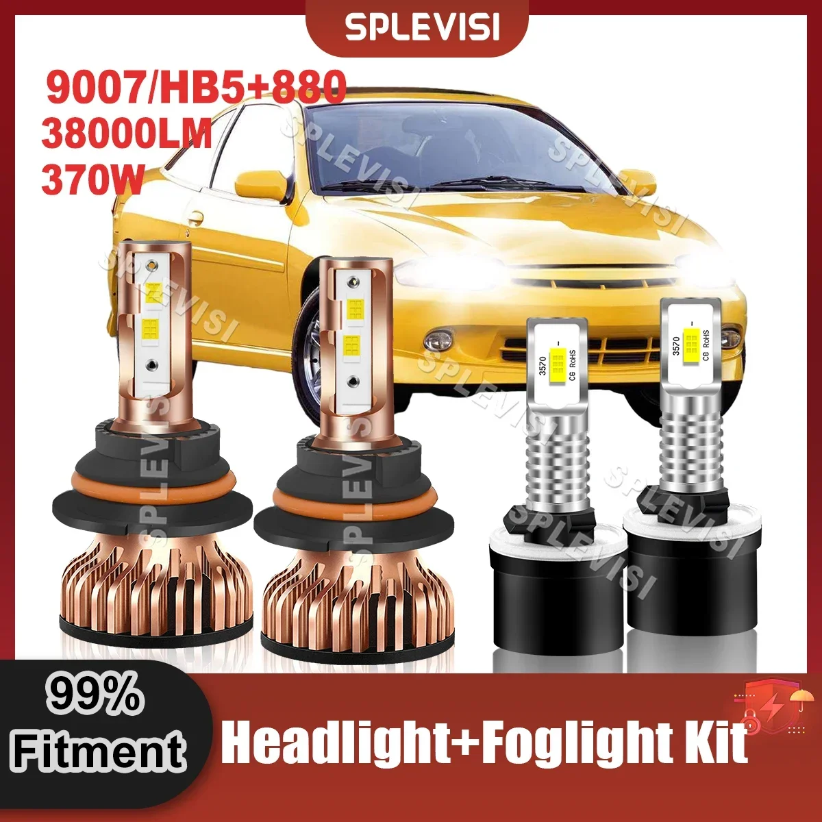 

Automobile LED Headlights 6000K Xenon White For Chevrolet Cavalier 2003 2004 2005 High Low Beam 9007/HB5 880 Foglight