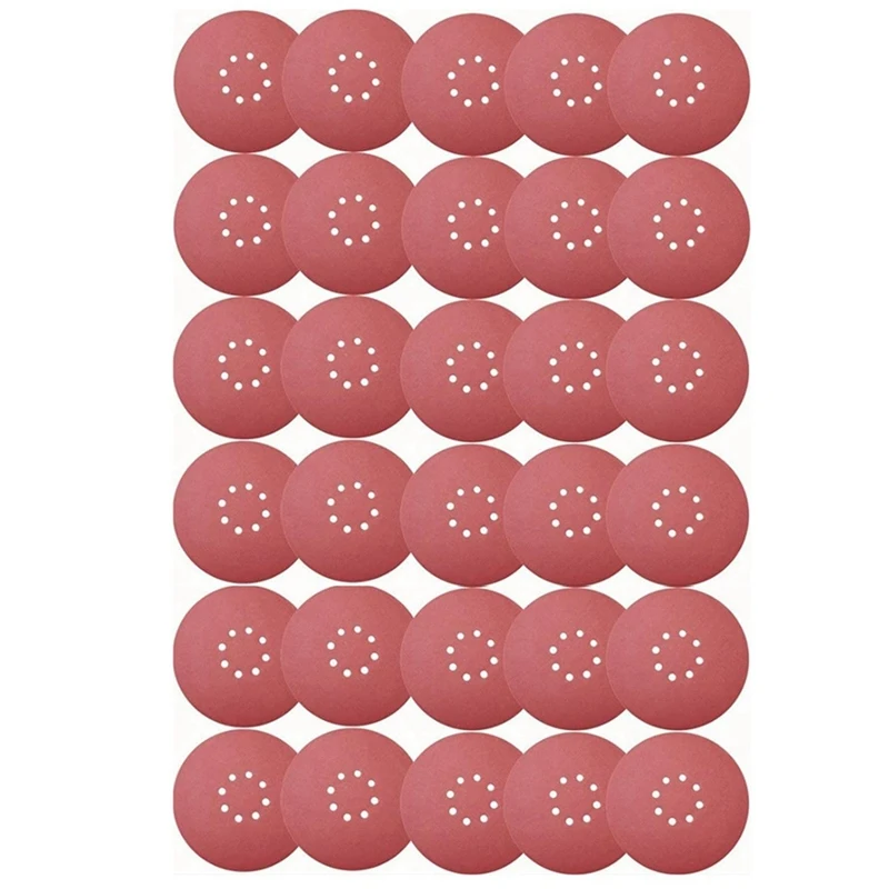 

30PCS 9 Inch 8 Hole Sanding Discs Assorted Hook And Loop Sandpaper Orbital Sander Pads