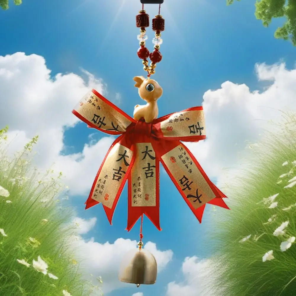

Chinese Style Car Hanging Ornament Bless Deer Lucky Automotive Pendant Small Bell Sandalwood Rearview Mirror Pendant Gift