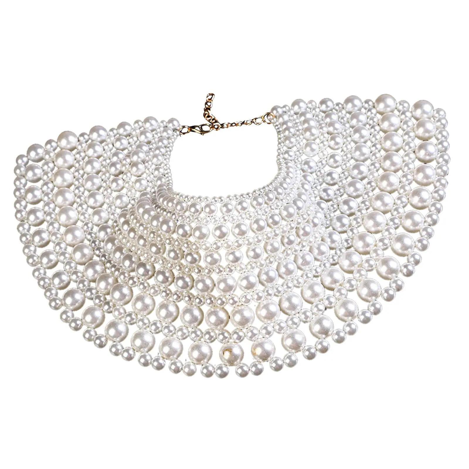 Fashion Multi Layer Imitation Pearl Necklace, Beaded Bib Choker Necklace Multi Strands Necklaces for Wedding Mom/Wife/Sister