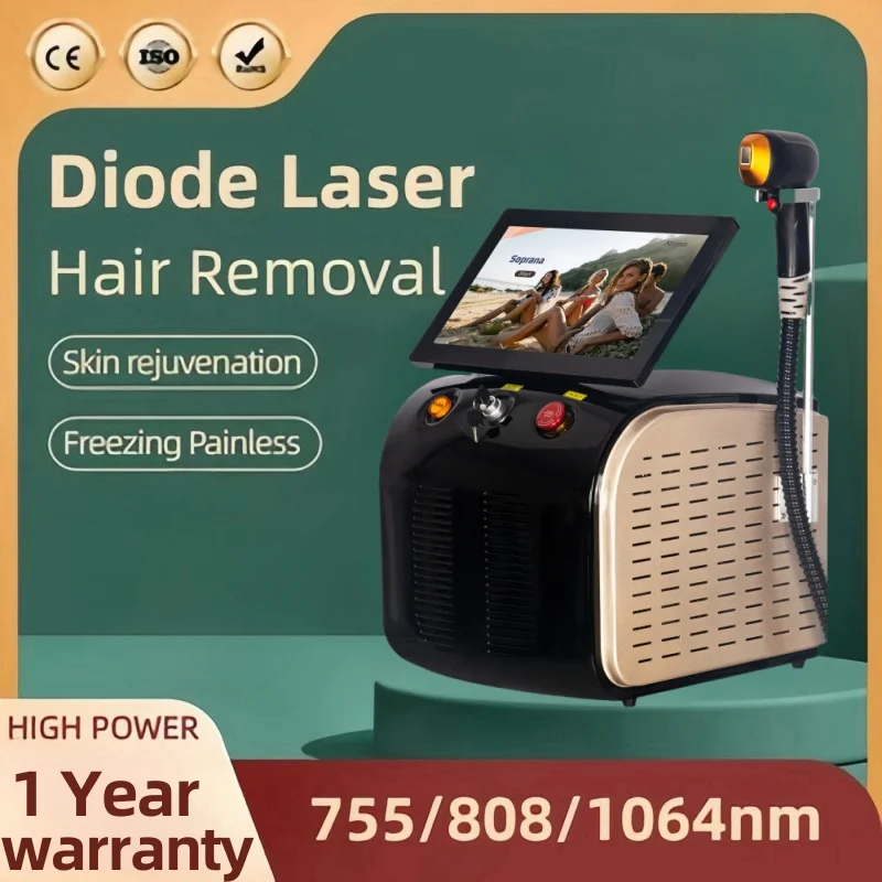 آلة إزالة الشعر بالليزر ديود المهنية رجل أو امرأة الليزر الجليد البيتانيوم 755nm 808nm 1064nm آلة إزالة الشعر بالليزر