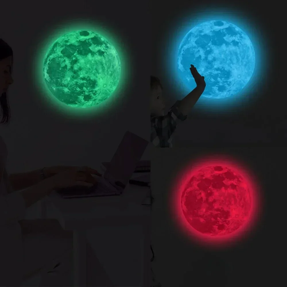 5-40cm Luminous Moon Wall Sticker Glow in The Dark Fluorescent Sticker PVC Home Kids Room Decals Wall Decor Wallpaper