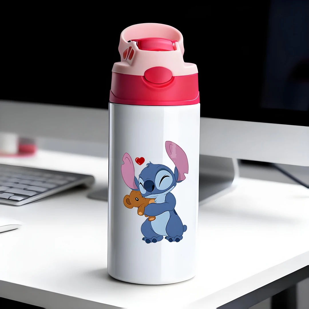 

Disney Insulated Cup with Stich Cartoon Pink and Blue Straw 304 Stainless Steel Children's Water Cup New Year Gift