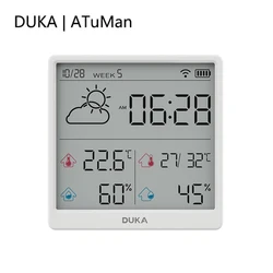 Nowy czujnik temperatury i wilgotności elektroniczny DUKA TH3 Wifi inteligentny elektryczny higrometr cyfrowy termometr stacja pogodowa