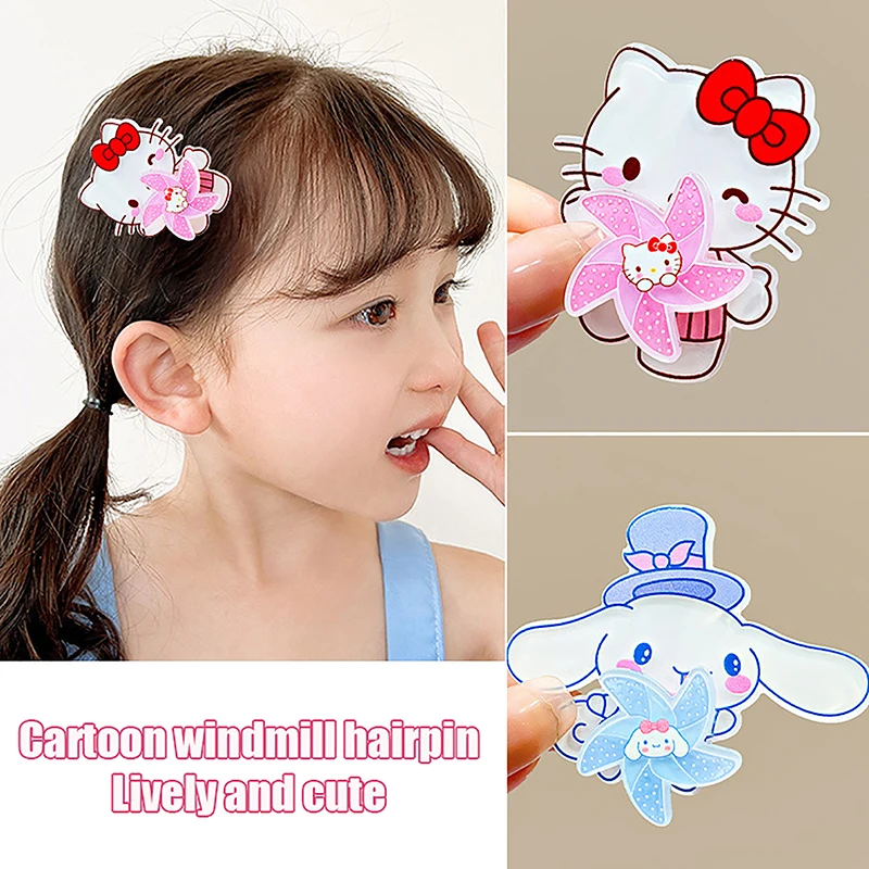 Creative Cute Anime Hair Clip Cartoon Rotating Windmill Hairpin Personality Sweet Hair Clip Children Hair Accessories Gifts