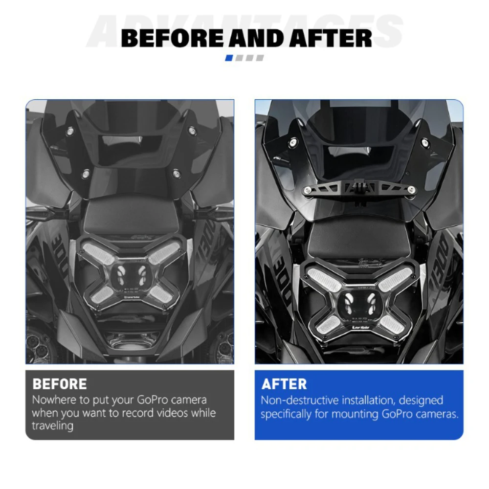 For BMW R1300GS R 1300 GS 2023-2026 Windshield Camera Mount Bracket For GoPro Action Camera Holder Support Bar Accessories