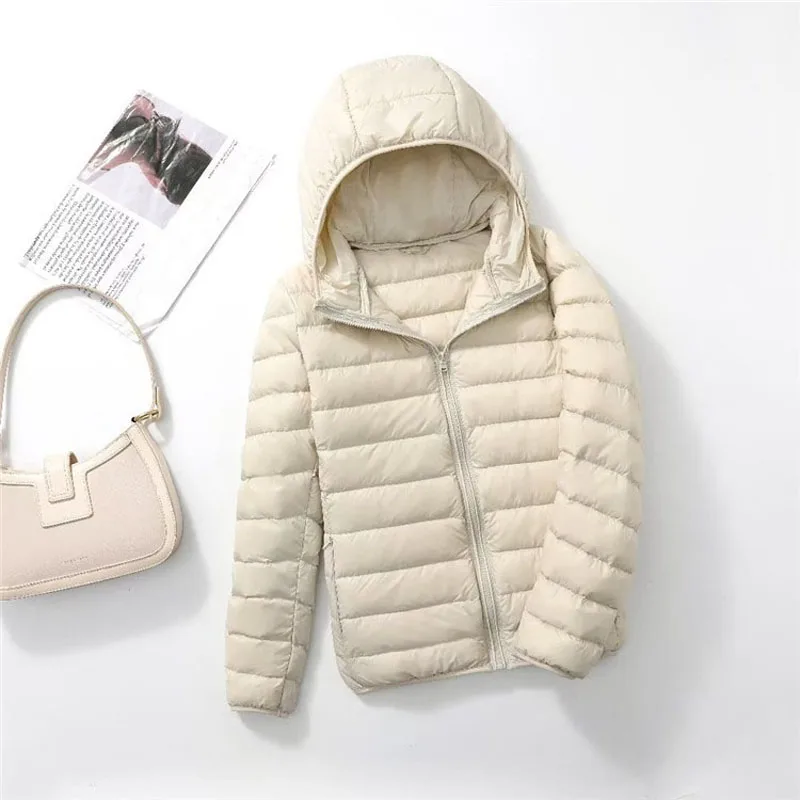 0-10℃ Women Puffer Winter Coat Light Weight Hooded Duck Down Jackets Portable Feather Filling Overcoat Windproof Female Outwear