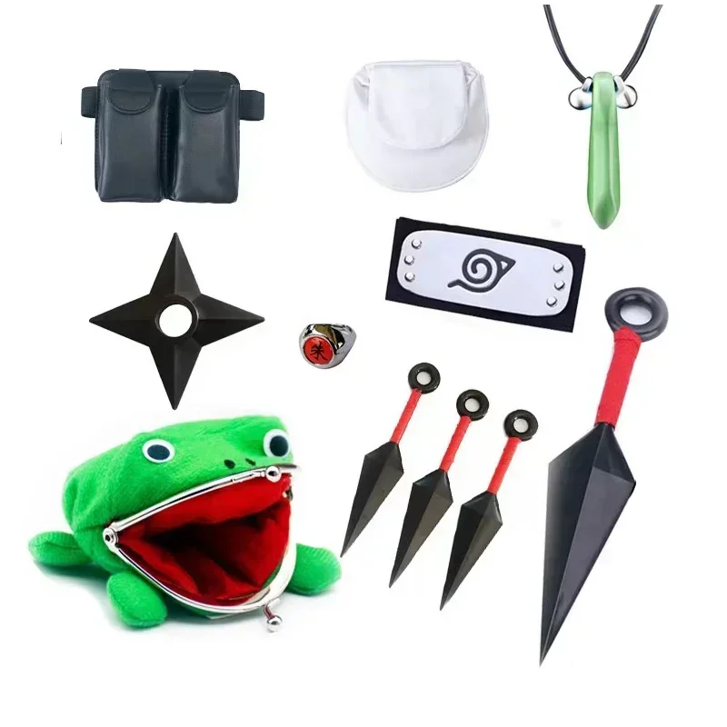 Anime Naruto Ring Necklace Kunai Headband Cosplay Props Children\'s Boys Weapon Models Toy Knives Collectibles Boys Gifts