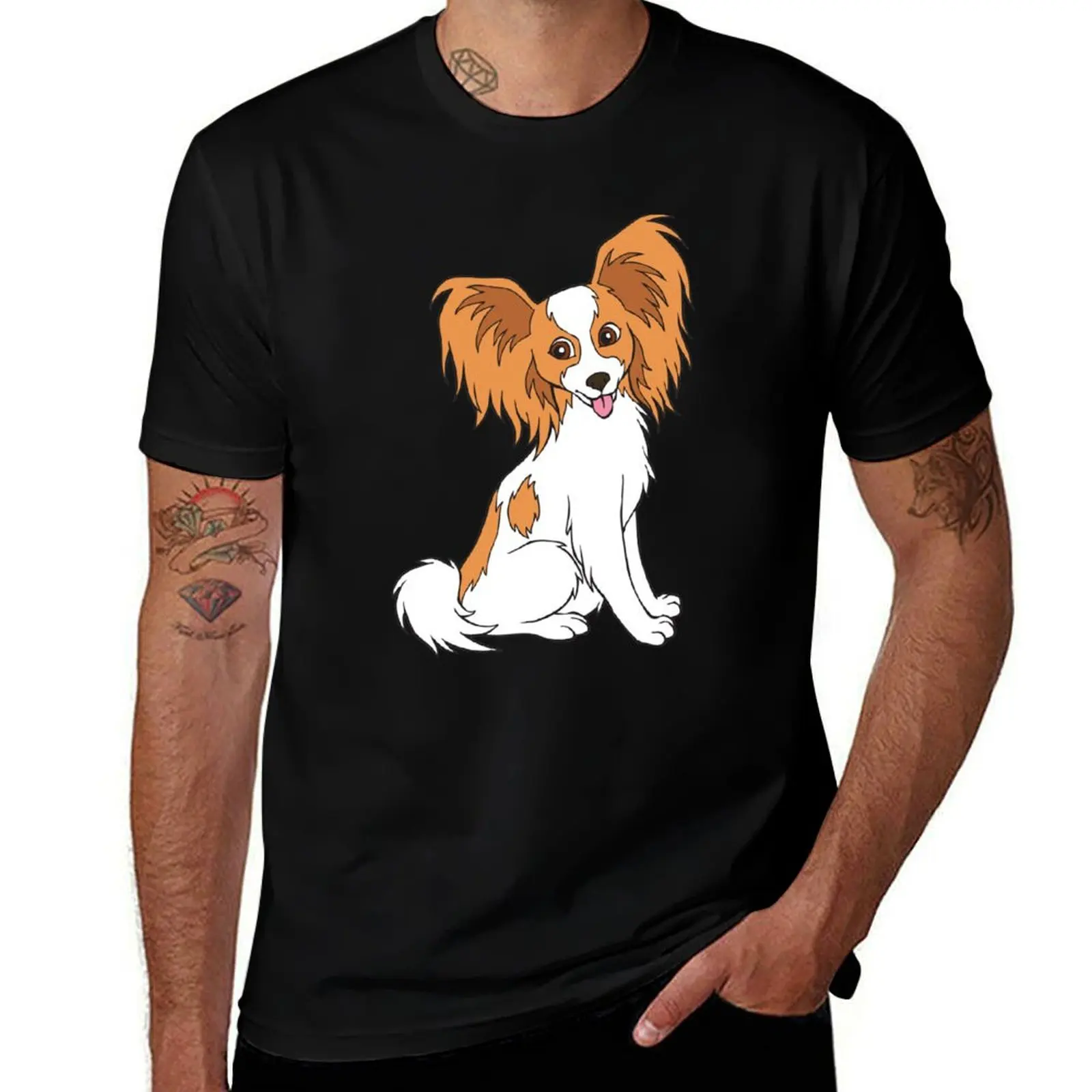 Papillon Puppy T-Shirt Basic Regular Fit Casual T-Shirt