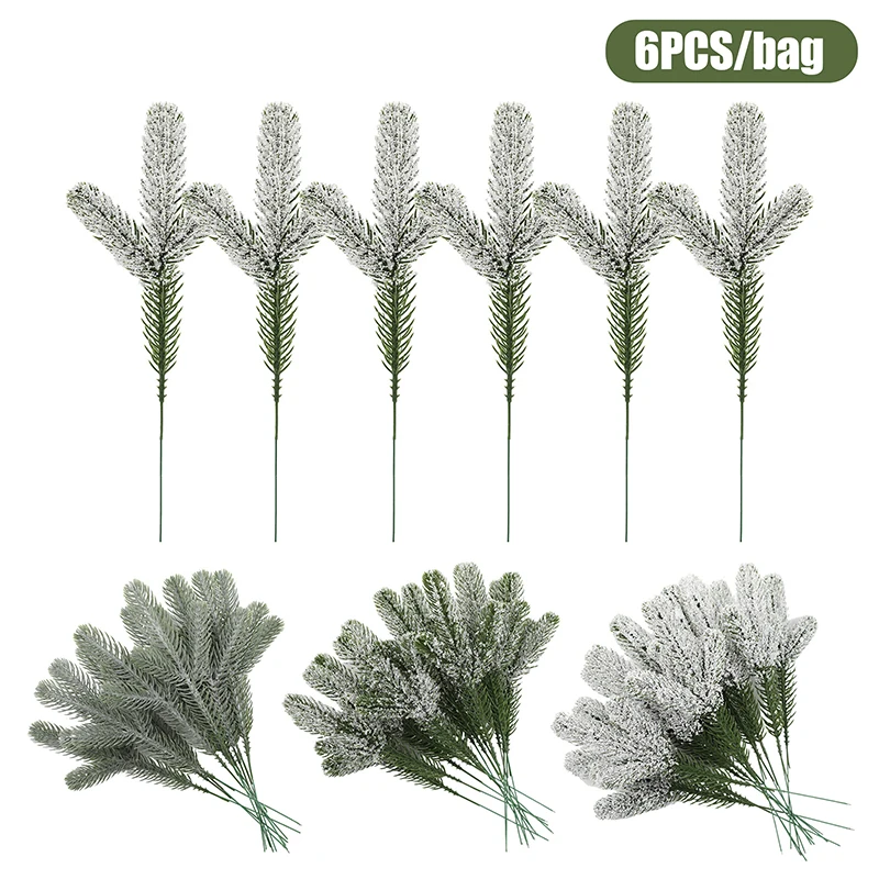 

6Pcs Christmas Artificial Pine Needles Branches DIY Xmas Tree Wreath Ornaments Home Xmas New Year Gifts