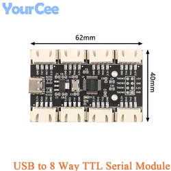 USB to 8 Channels TTL Serial Port Module CH348 Multi Ways UART Expansion Board Type-C to 8 TTL Hub PCB