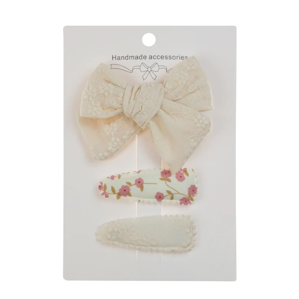 

Vintage Baby Girl Hair Clips Cute Cotton Bows Embroidery Floral Print Hairpins Handmade Bobby Pin Hair Accessories 3Pcs/Set
