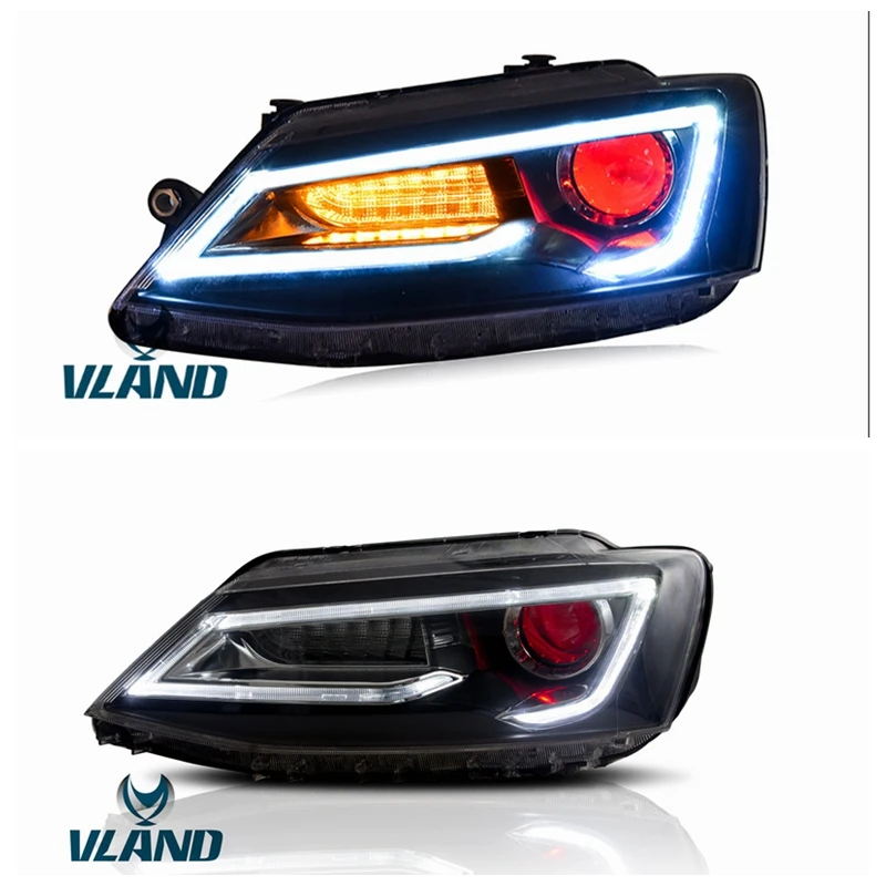 

VLAND factory for Jetta Mk6 headlight 2011 2012 2013 2014 2015 2016 -up with Demon Eye JETTA LED Headlamp moving signal