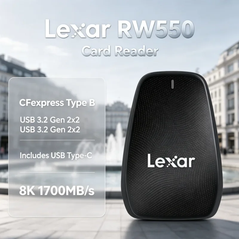 Lexar RW550 CFexpress Type B Reader 8K 20Gbps USB Type-C USB 3.2 Gen 2x2 Card Reader for Video Transfer