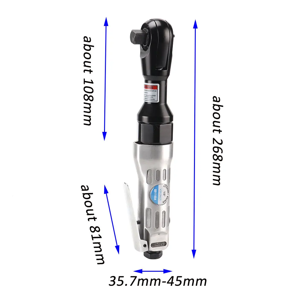 Pneumatic Wrench 1/2 Inch Drive 88N.M Screw Sleeving Tool Alloy Steel Chrome Plated Reversible Head for Multifunctional Use