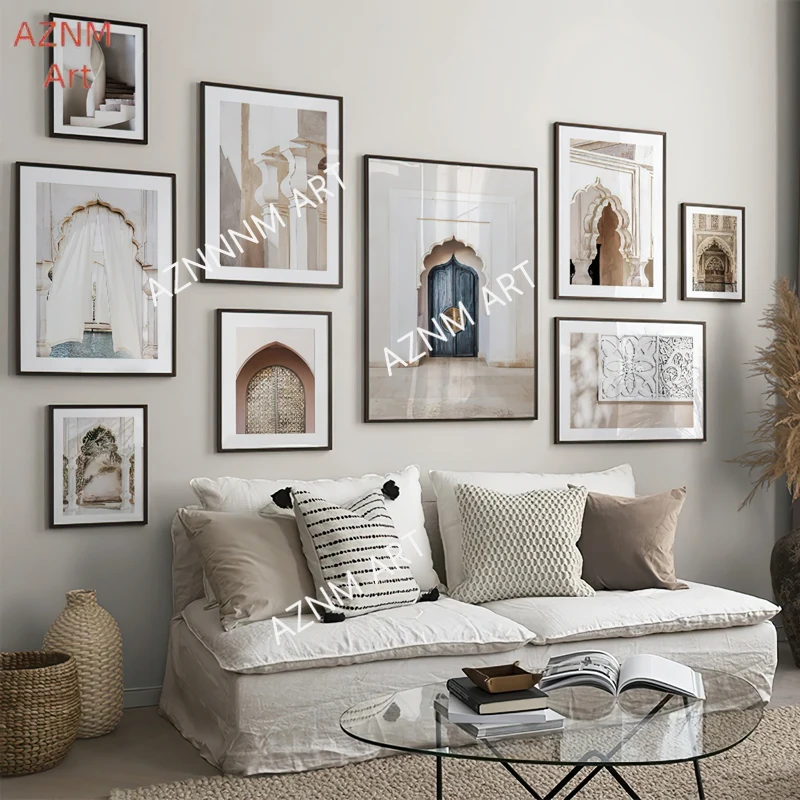 Arab Muslim Moroccan Door Islamic Posters Home Decorative Picture Wall Architecture Canvas Paintings Art Print for Living Room