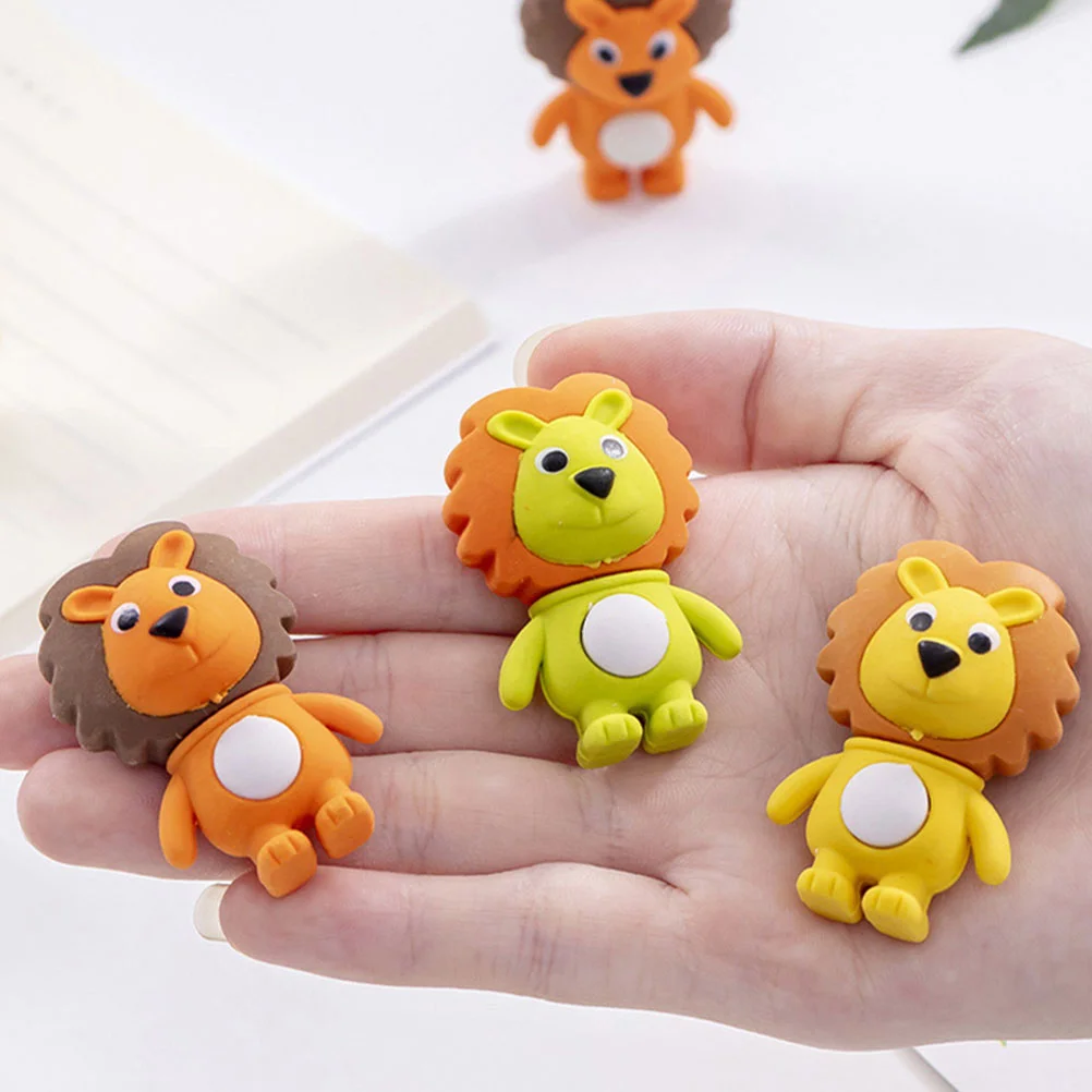 48 Pcs Lion Animal Decoration Little Eraser Delicate Erasers Modeling Drawing Accessory