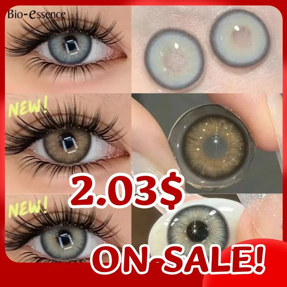 Bio-essence 2Pcs Natural Green Contact Lenses Yearly Brown Colorcon Makeup Gray Pupils Blue Lens for Eyes High Quality Soft Lens