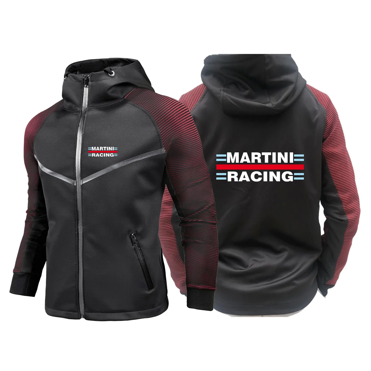 2023 New Men's Martini Racing Printing Hoodiea Motorcycle Riding Protective Suit Full Set of Anti-Fall Casual Zipper Jacket Coat