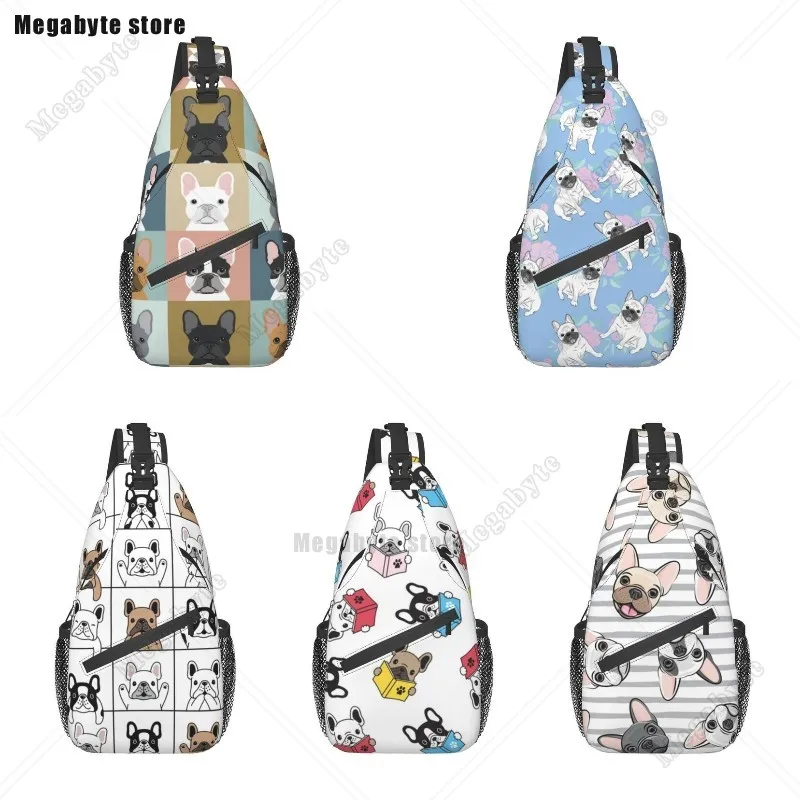 

French Bulldog Pattern Sling Crossbody Chest Bag Men Casual Frenchie Dog Lover Shoulder Backpack for Travel Cycling