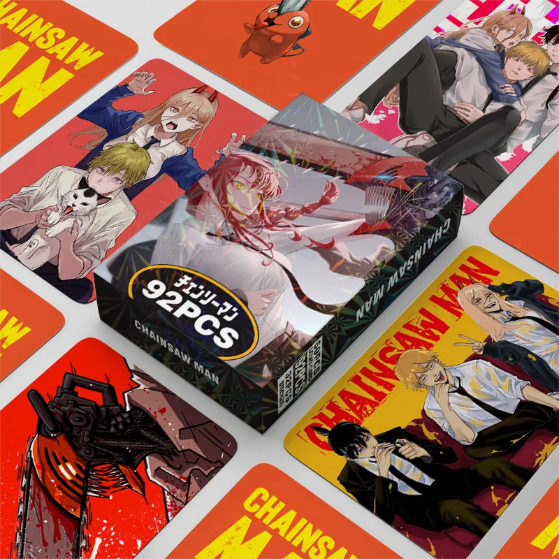 

92Pcs Chainsaw Man Collectible Anime Photo Cards Trendy Peripheral LOMO Cards & Stickers Indoor Decorative Cards for Collection