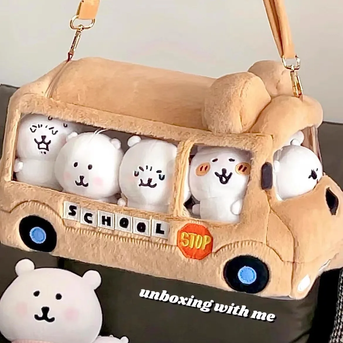 

Trendy Shoulder Bag Messenger Bag School Bus Pain Package Be Suitable For Chiikawa Rilakkuma Storage Bag Dust Bag