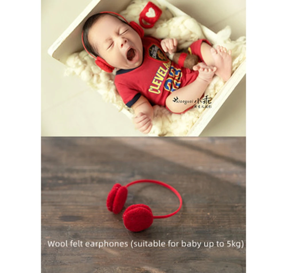 Newborn Photography Props Accessories Mini Wool Felted Headset Microphone Cookies Guitar Piano Baby Photo Shoot Toy Decoration