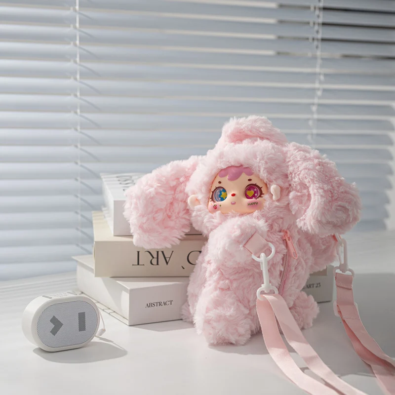 

25CM Vinyl Stuffed Toys Rabbit Dolls With Sleeping Dolls Haversack Photo Props Kids Birthday Gifts