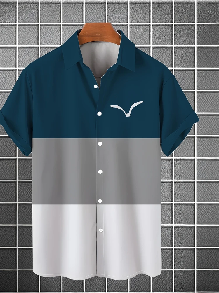 

2025 New Summer Men's Lapel Short-sleeved Shirt Beach Wind Fashion Men's Large Size Shirts Versatile Loose Comfortable T-shirt