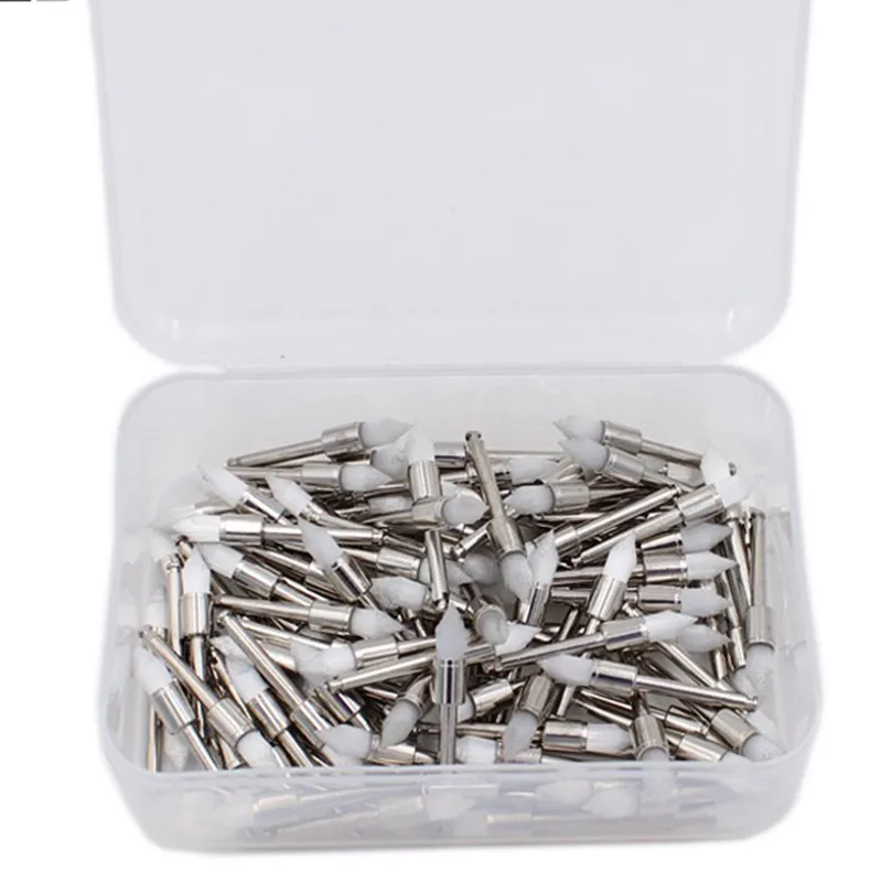 100PCS/Box Dental Polishing Brush Nylon Sharp Head Latch Teeth Polish Prophy Brushes For Contra Angle Machine Dentist Material view 2