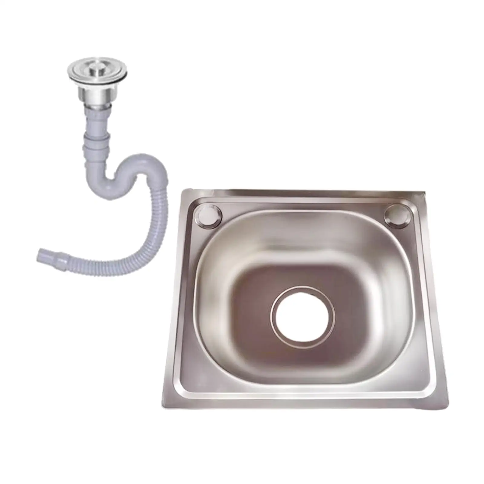 Topmount Kitchen Sink with Drain Hole with Water Pipe Heavy Duty 37x32x14cm Rustproof Fast Drainage 5.5