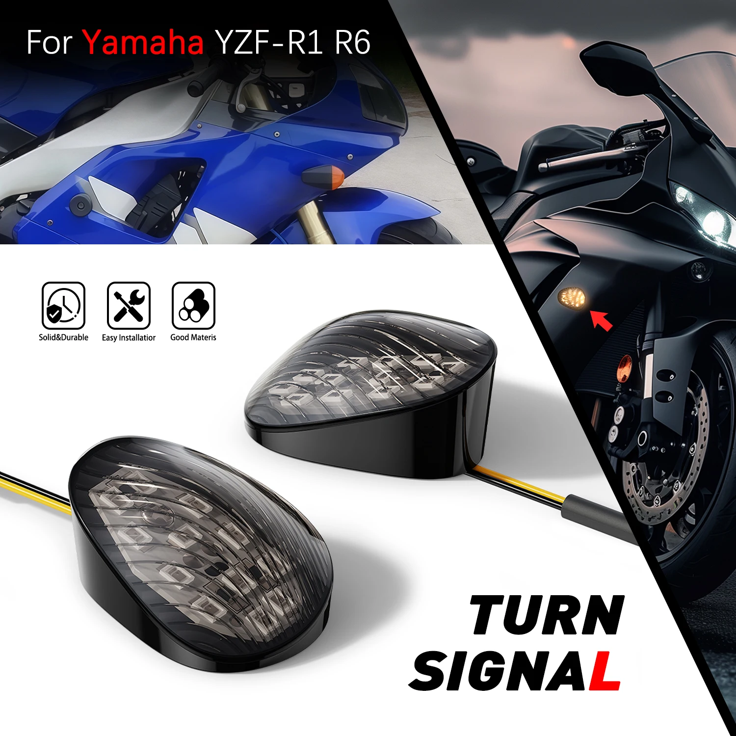 For Yamaha YZF R1 R6 R6S 1 Pair Motorcycle Amber LED Turn Signal Light Indicator Lamp Flush Mount