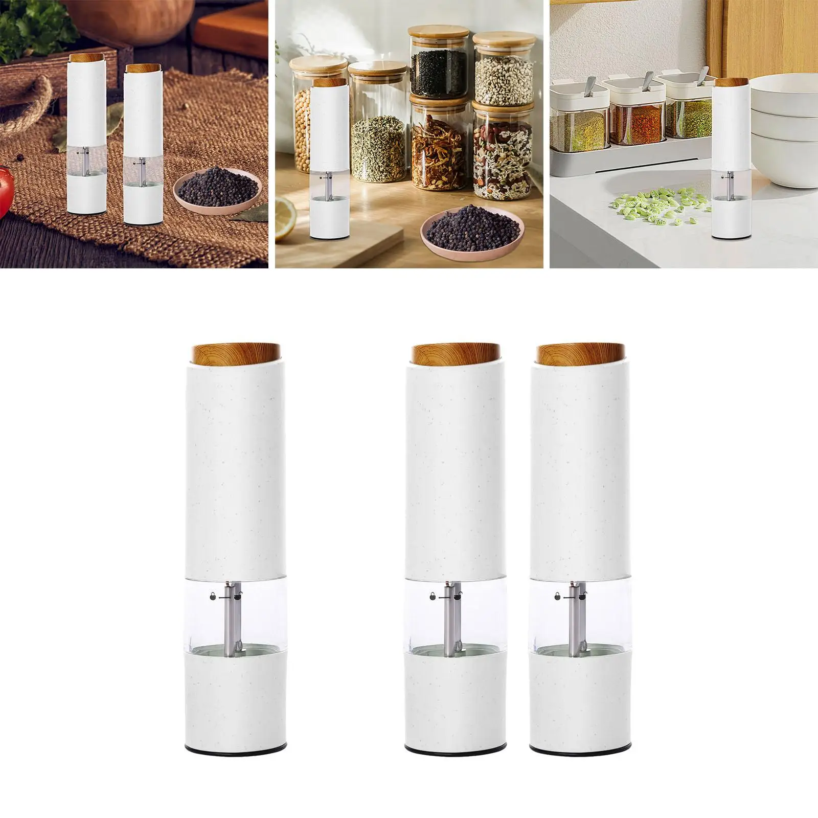 

Electric Pepper Grinder Sturdy with LED Light Professional Refillable Adjustable Spice Grinder Portable for Camping Bar Kitchen