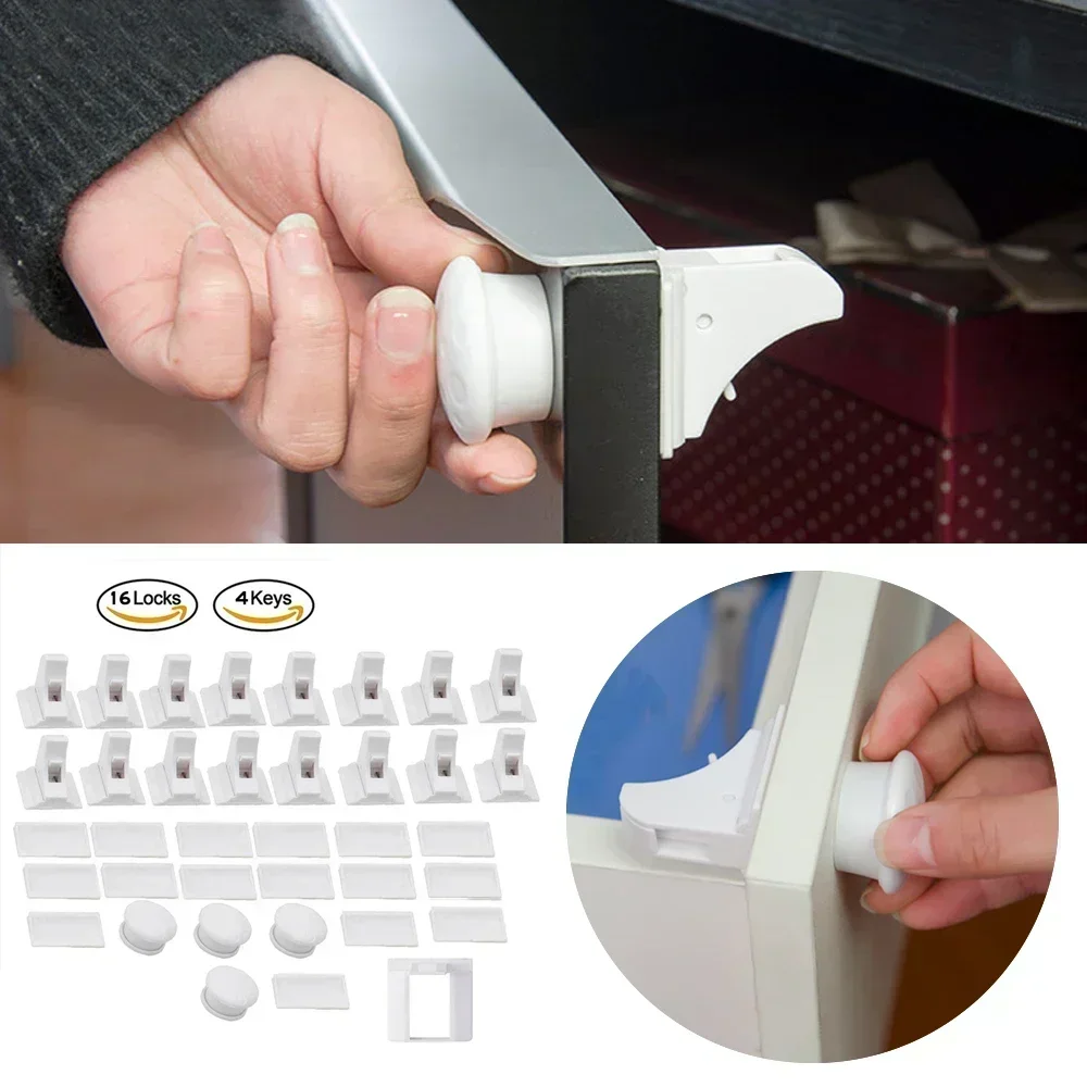 Child Safety Lock Kids Security Invisible Lock No Drilling No Screws Door Drawer Lock Magnetic Child Safety Lock