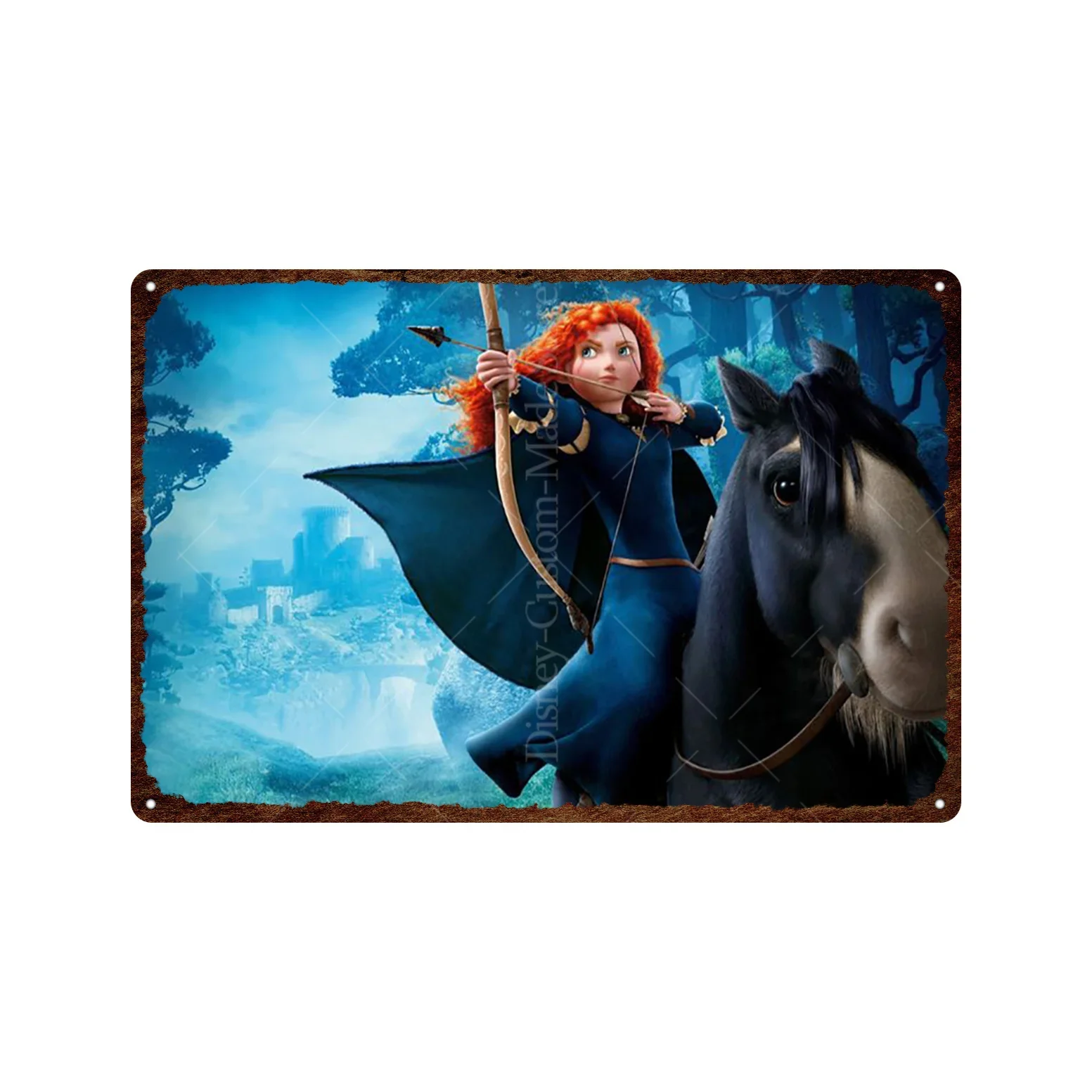 Disney Princess Merida Metal Sign Vintage Tin Sign Decorations Disney Movie Brave Plate Decorative Poster Plaque Retro Bar Decor