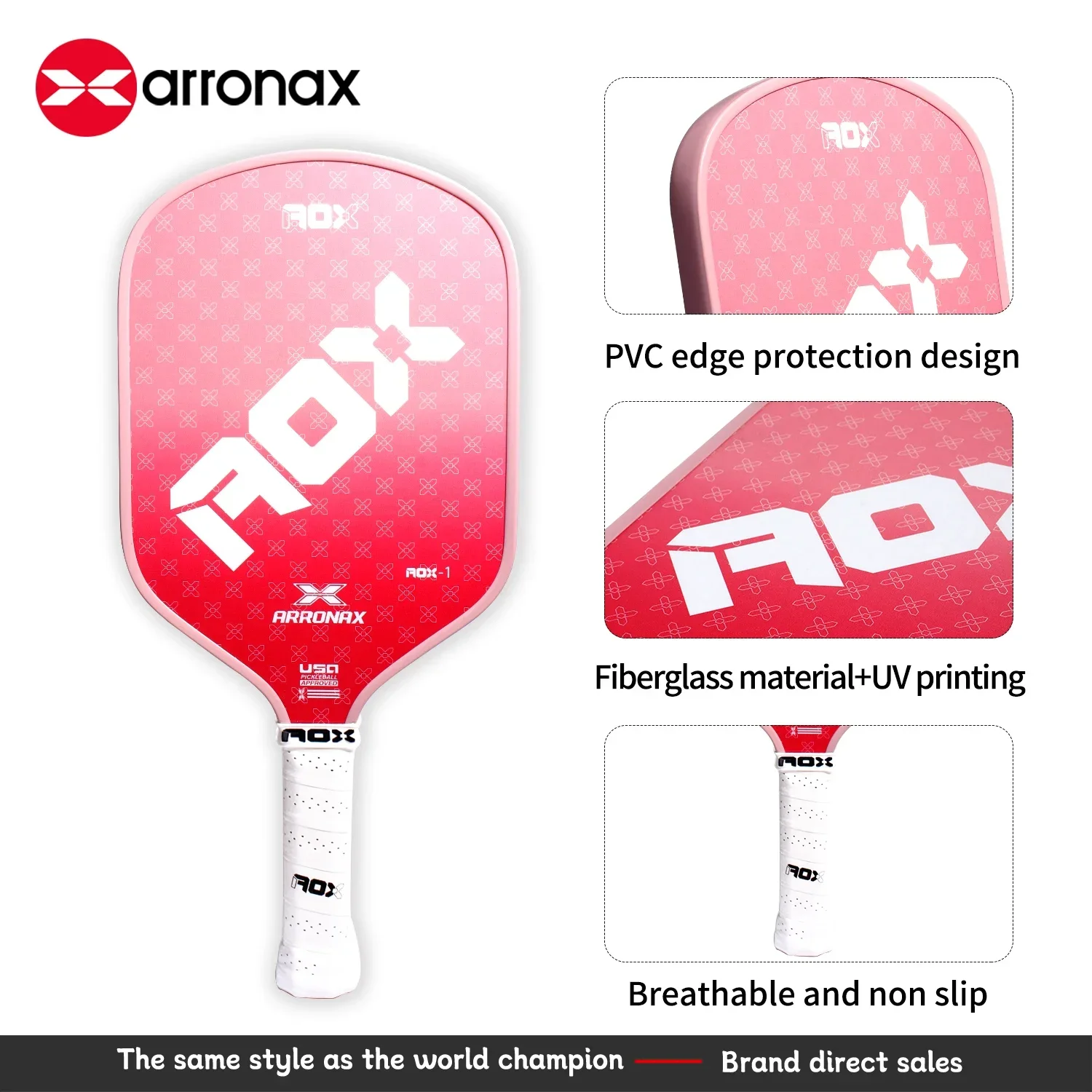 Raquete de pickleball ARRONAX com núcleo de favo de mel, remo de fibra de vidro, esportes internos e externos, 16 mm