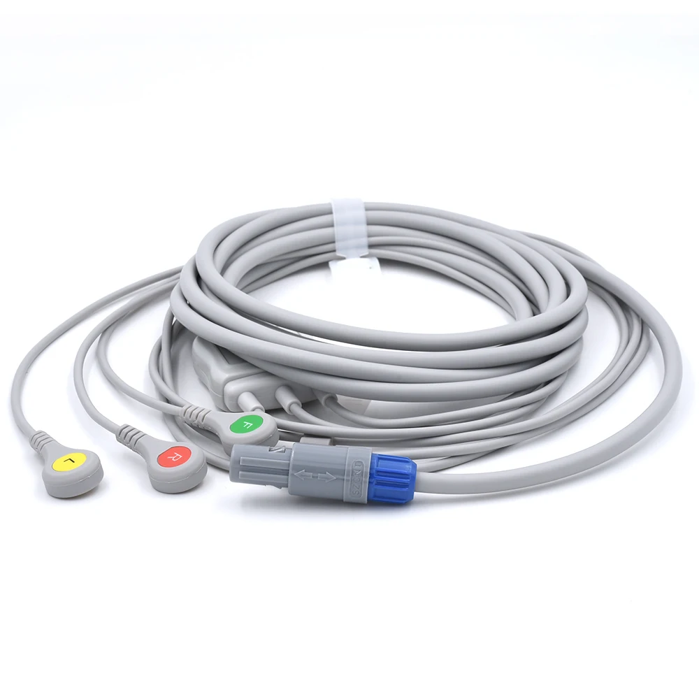 

IEC ECG Cable Compatible for GE Healthcare Logiq S8 Vet/Vivid e 3 Lead 7-pin ECG Patient Cable Snap